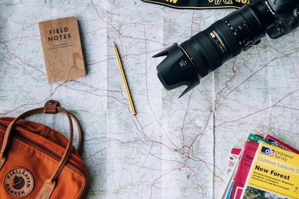 Travel planning with map and camera